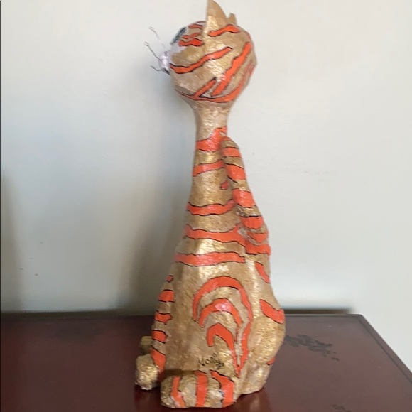 SOLDhandmade Paper Mache Tabby Cat - Picture 3 of 5